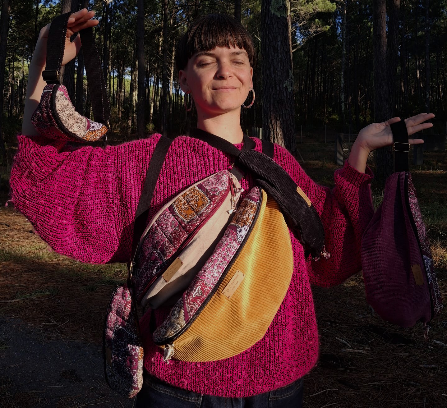 Maxi banane Paisley et velours ocre – Image 4